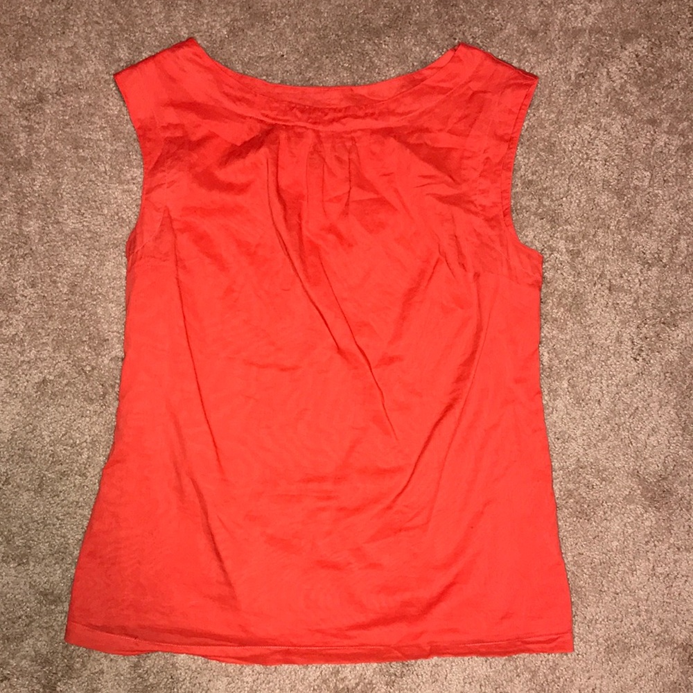 Orange wide boat neck sleeveless tank top blouse